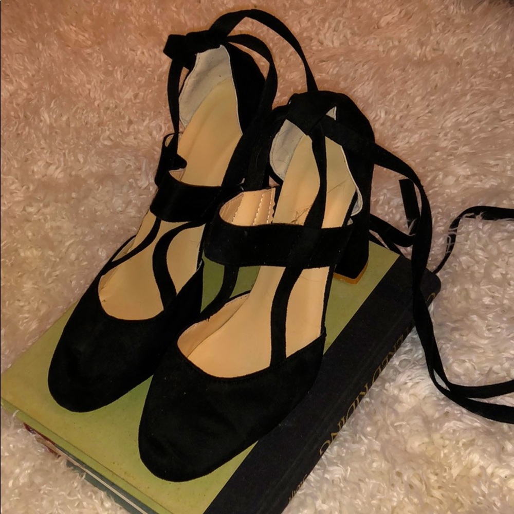 Black Heels with Ankle Tie